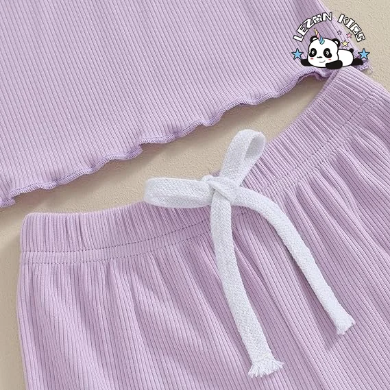 LEZONKIDS - Conjunto Curto Infantil de Algodão com Remendos Divertidos e Roupas de Verão Personalizáveis para Meninas